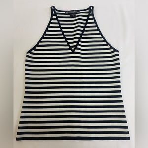 Ronni Nicole Black White Striped Knit Tank. A17